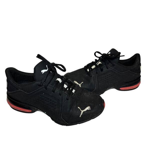 Puma Men Size 8 Black Lace Up Viz Runner Training Athletic Shoes Sneaker - Picture 2 of 9